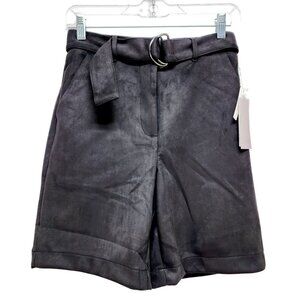 Women's NWT Faux Suede Shorts size S  Solid Black Midi Extreme High Rise